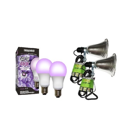 Miracle Led 4KK Clamp-On LED Grow Light Kit, 12W Red and Blue Spectrum Daylight, 2PK 802848